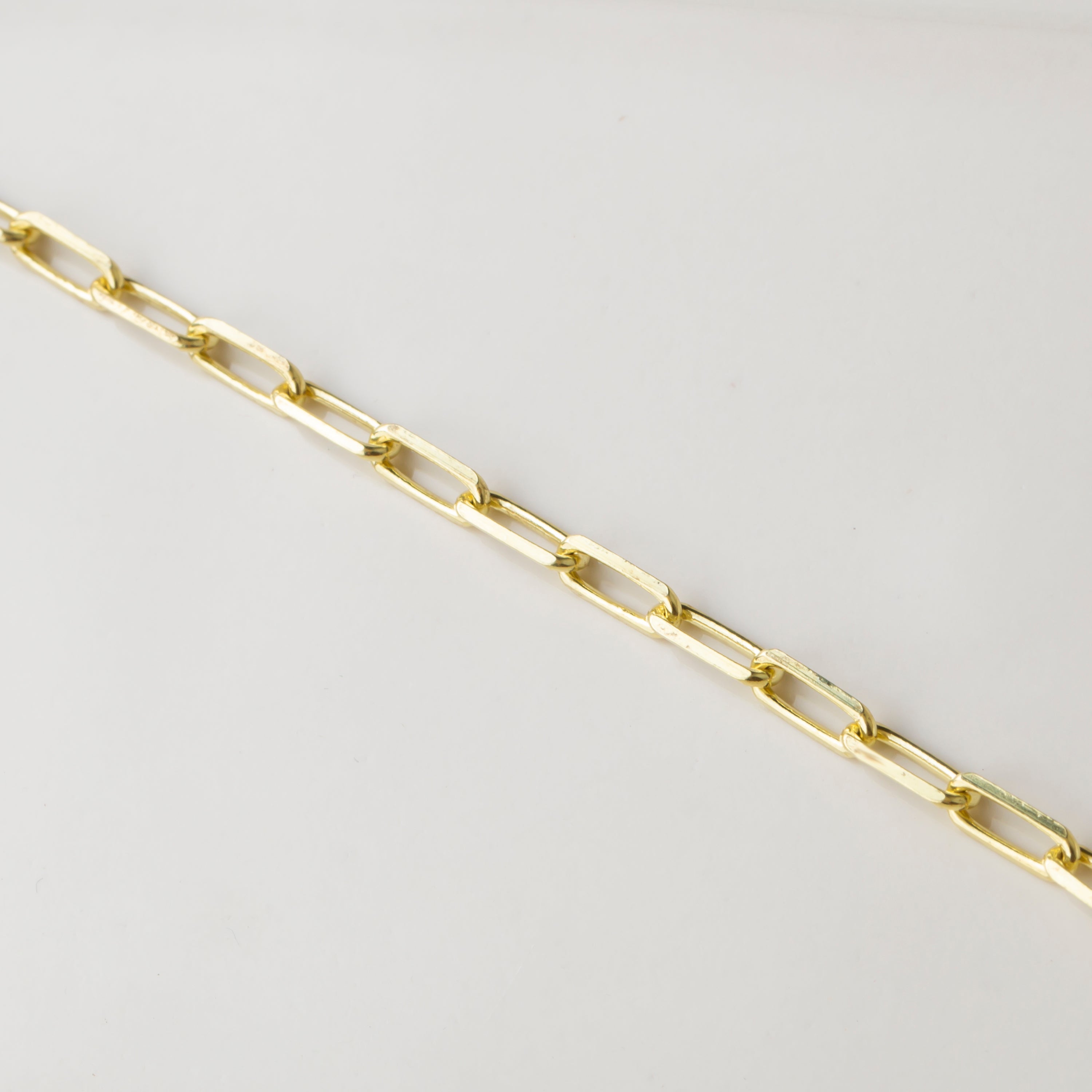 14K Solid Gold Paperclip Chain Bracelet - Lightweight, Adjustable & Elegant