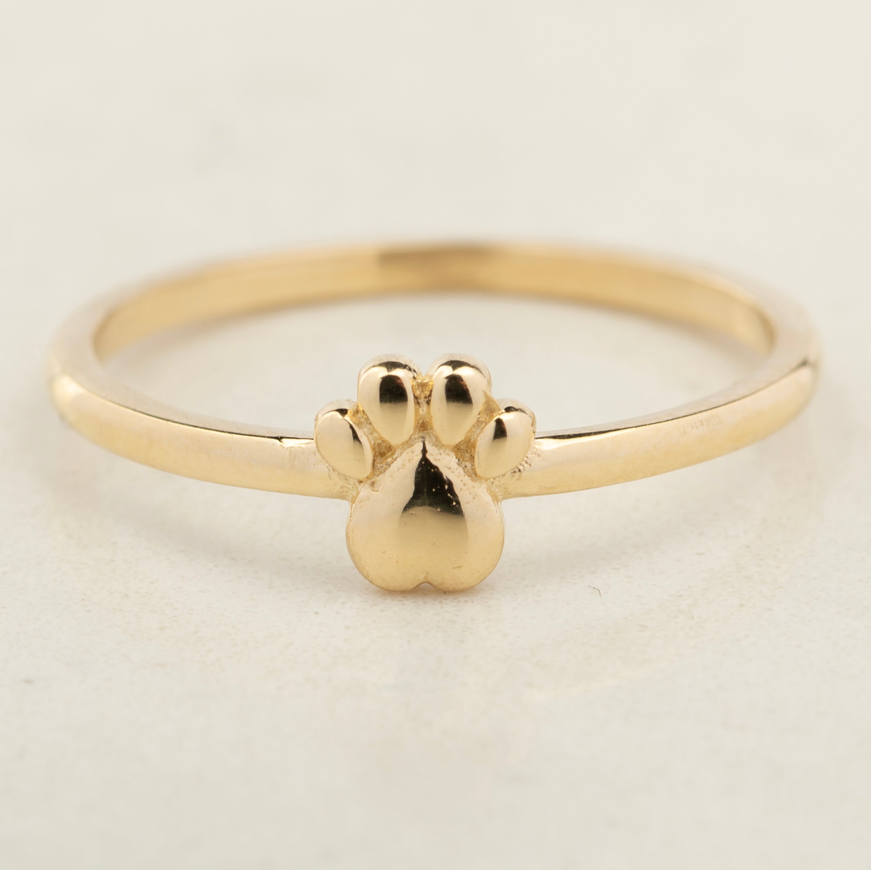 14K Solid Gold Paw Print Ring - A Tribute to Pet Love