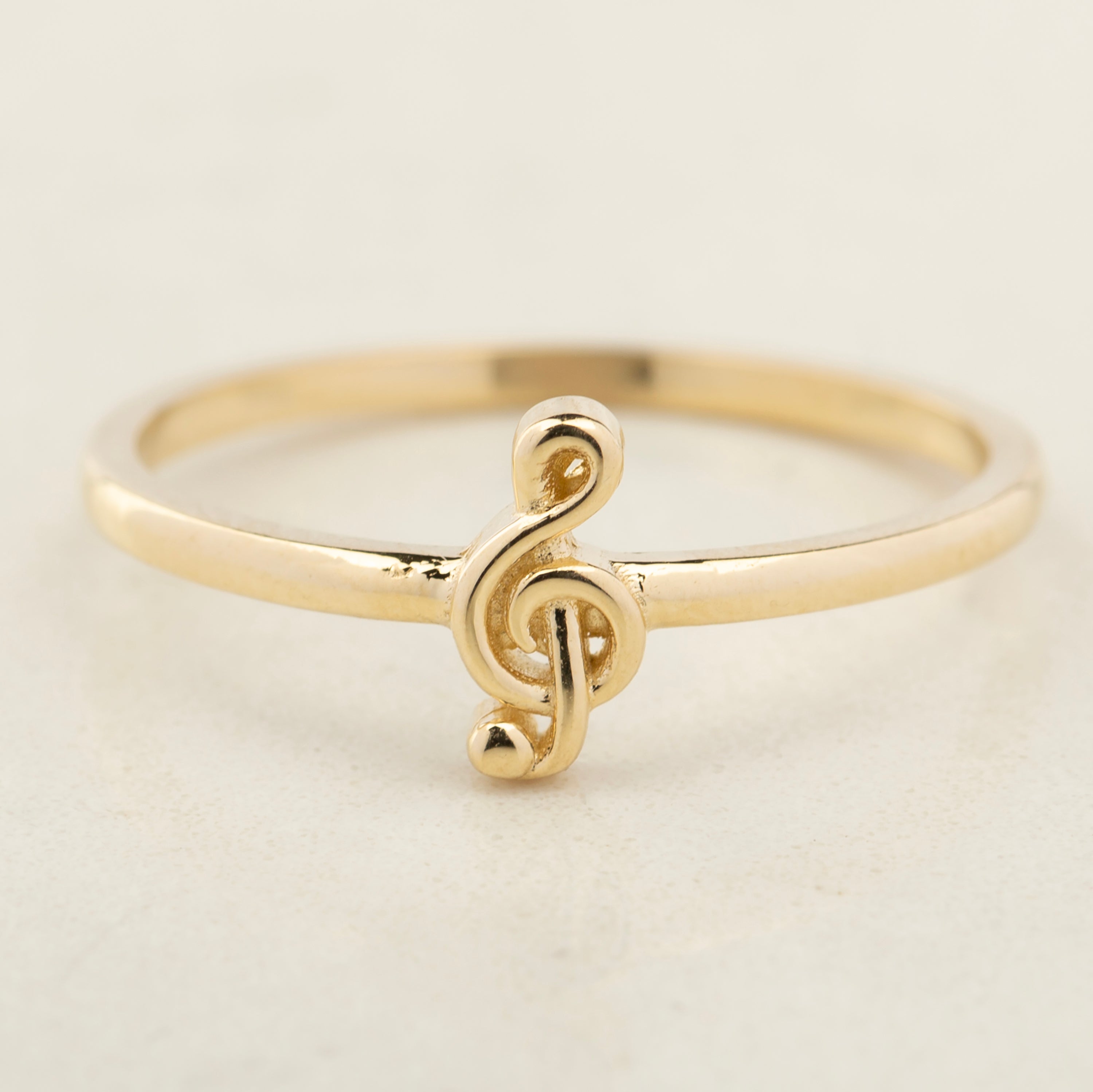 14K Solid Gold Treble Clef Ring - A Symphony of Style and Elegance