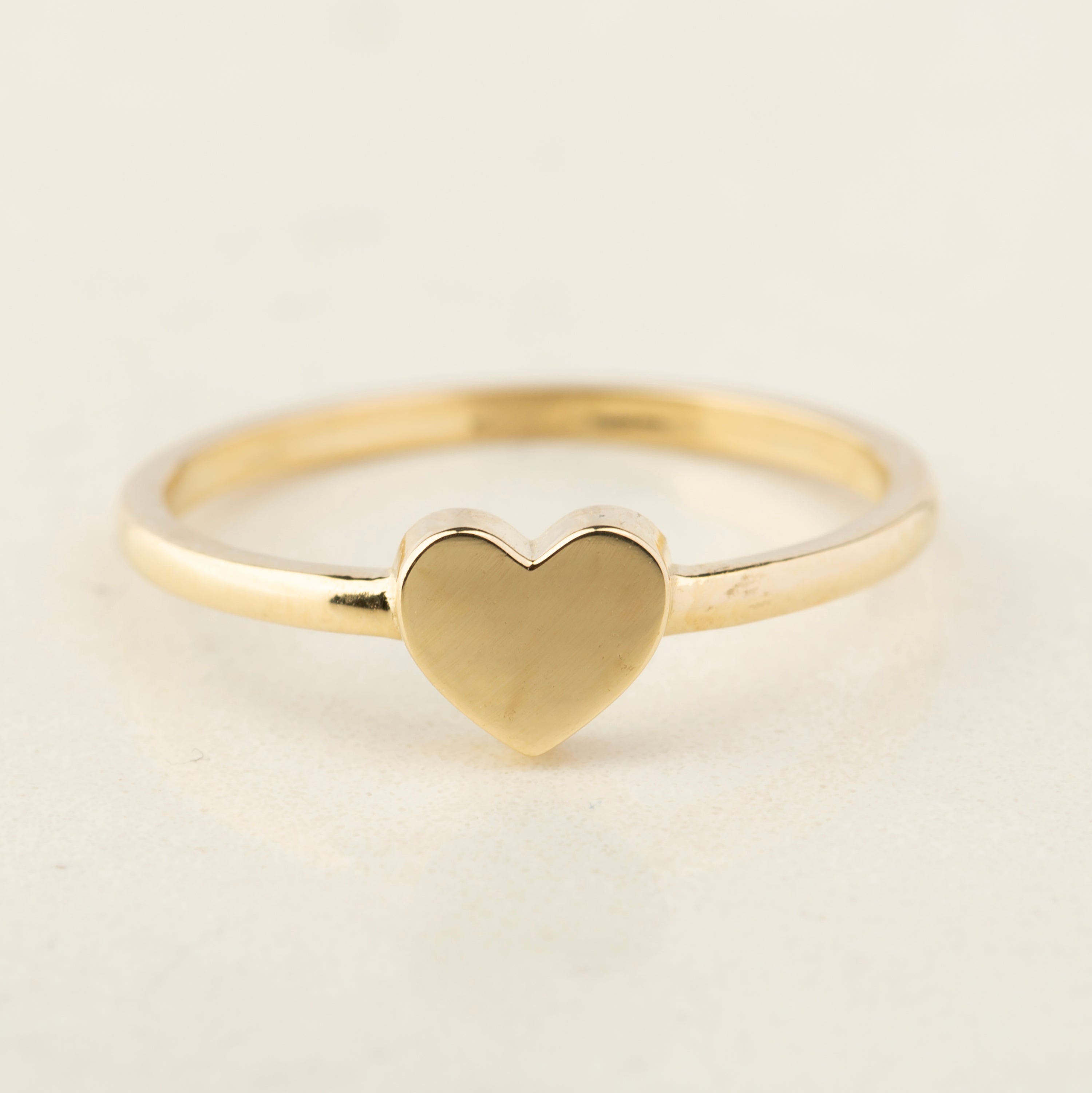14K Solid Gold Heart Signet Ring - Timeless Symbol of Love