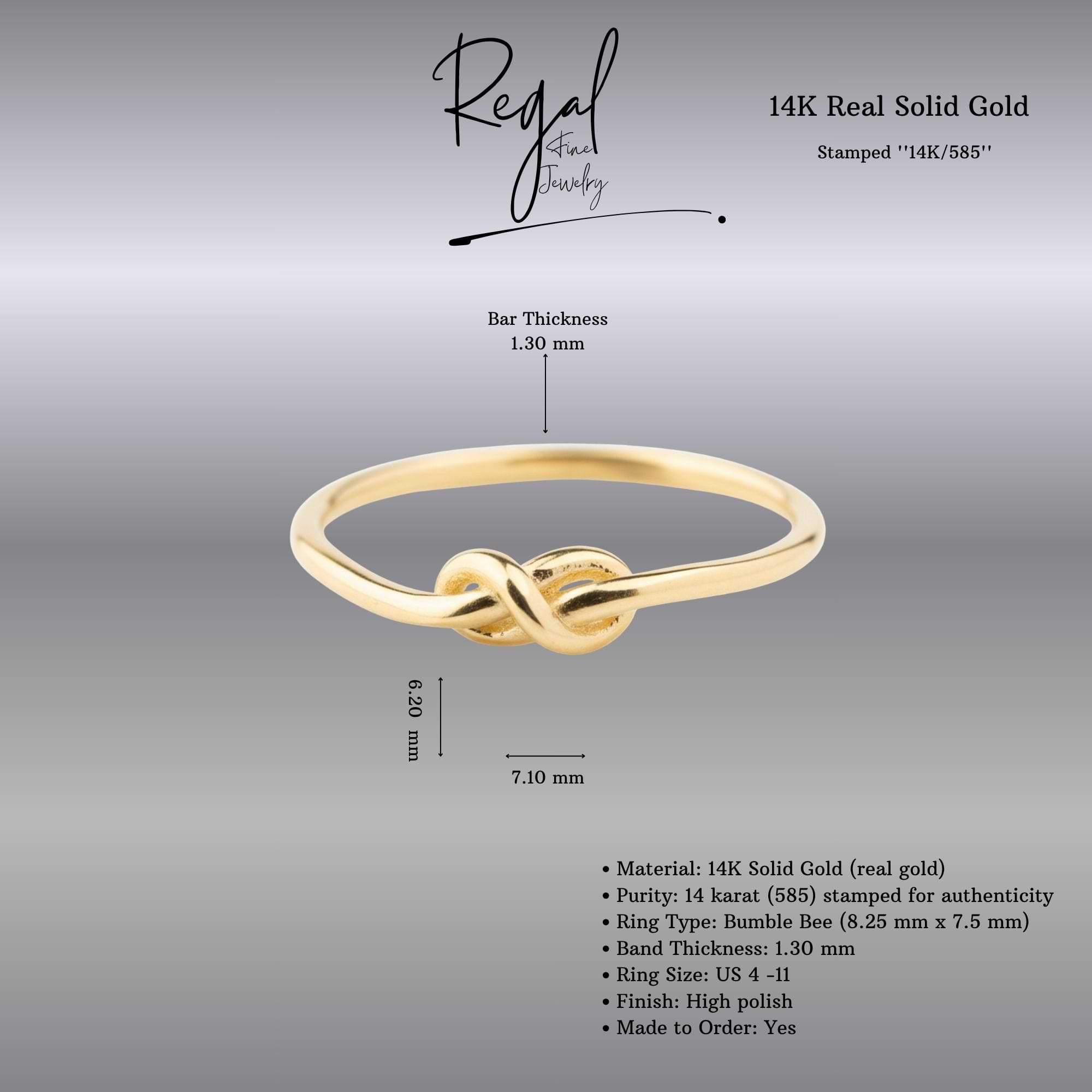 14K Solid Gold Twisted Knot Ring