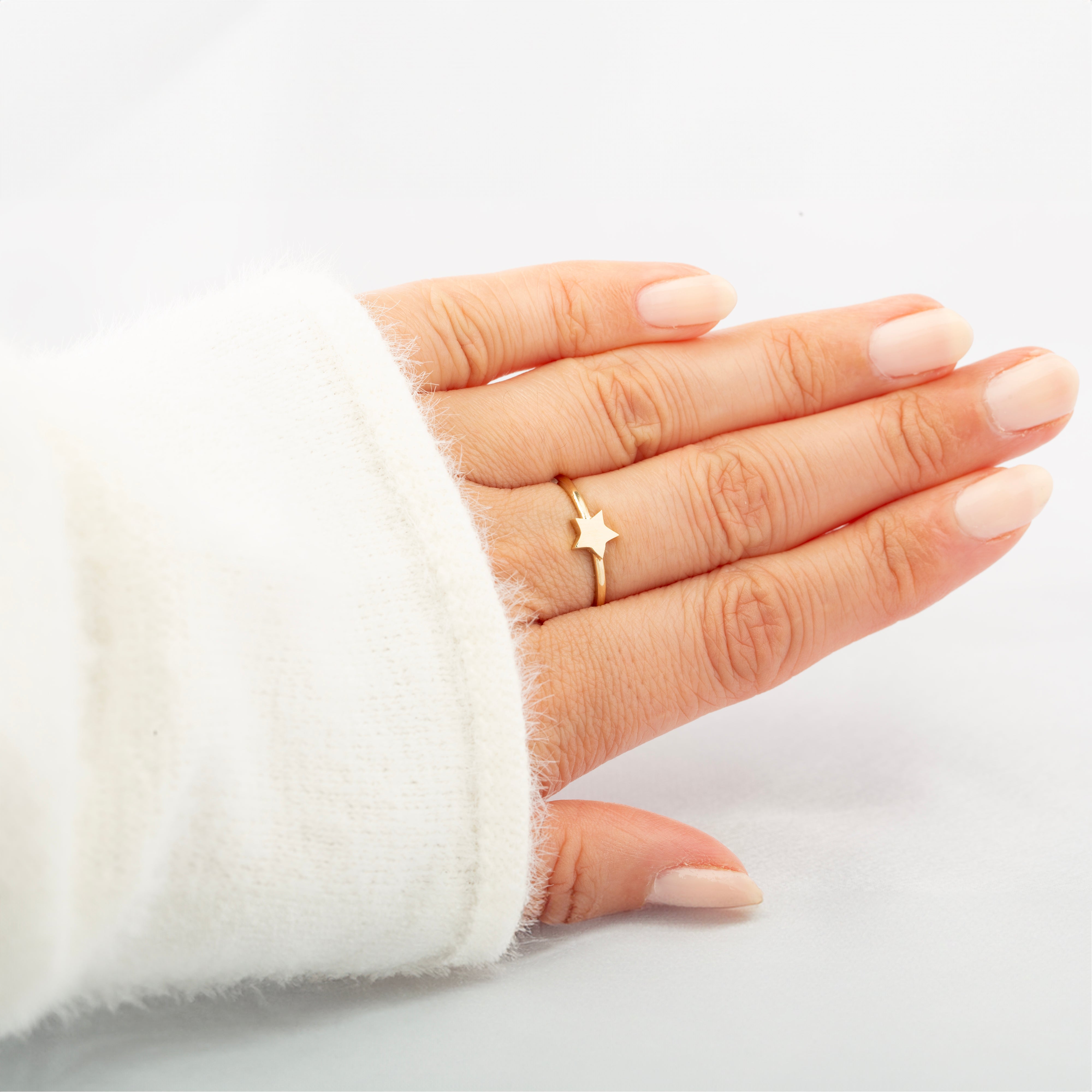 14K Solid Gold Star Ring