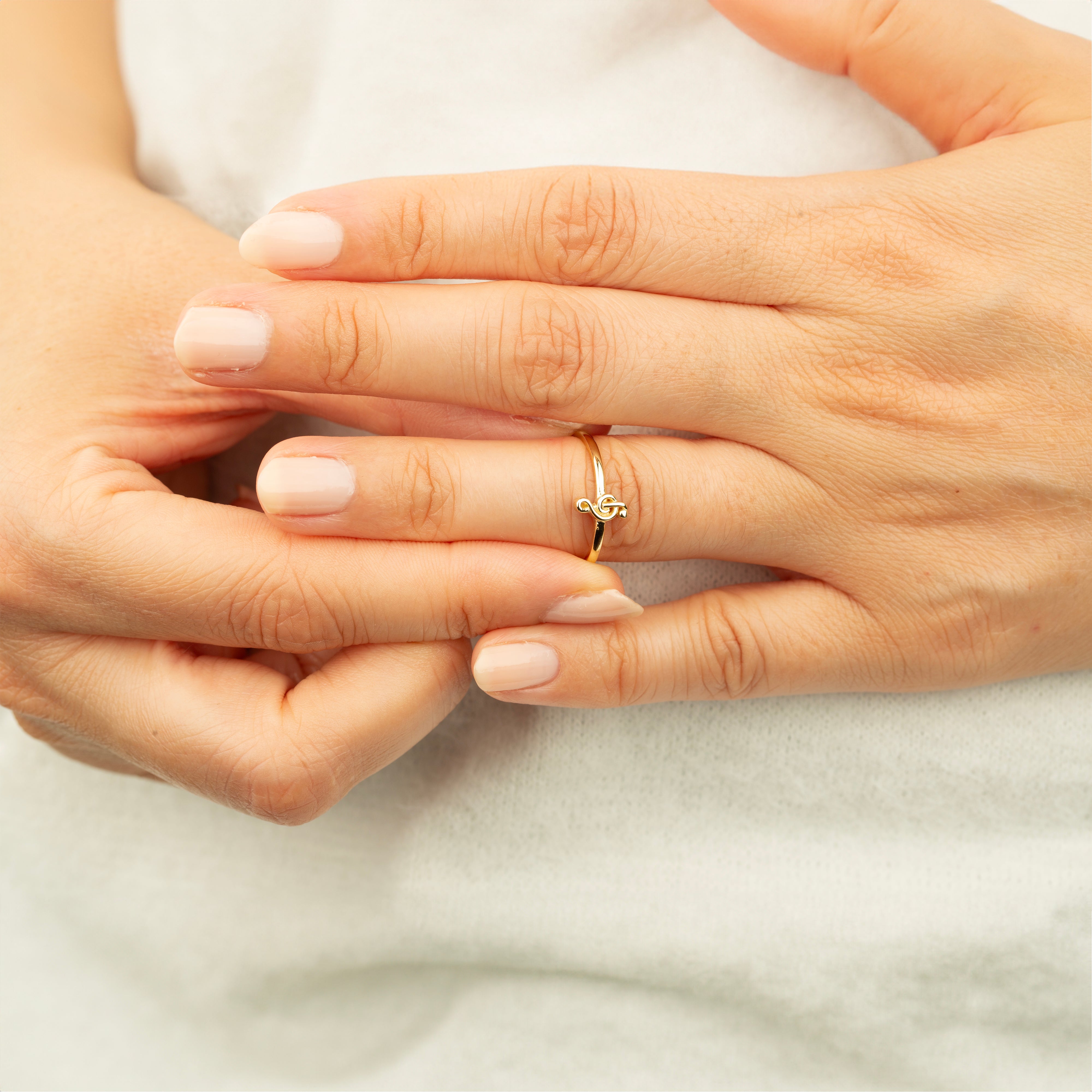 14K Solid Gold Treble Clef Ring
