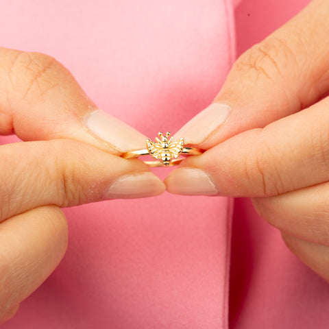 14K Gold Bumble Bee Ring - Nature-Inspired Elegance in Fine Jewelry