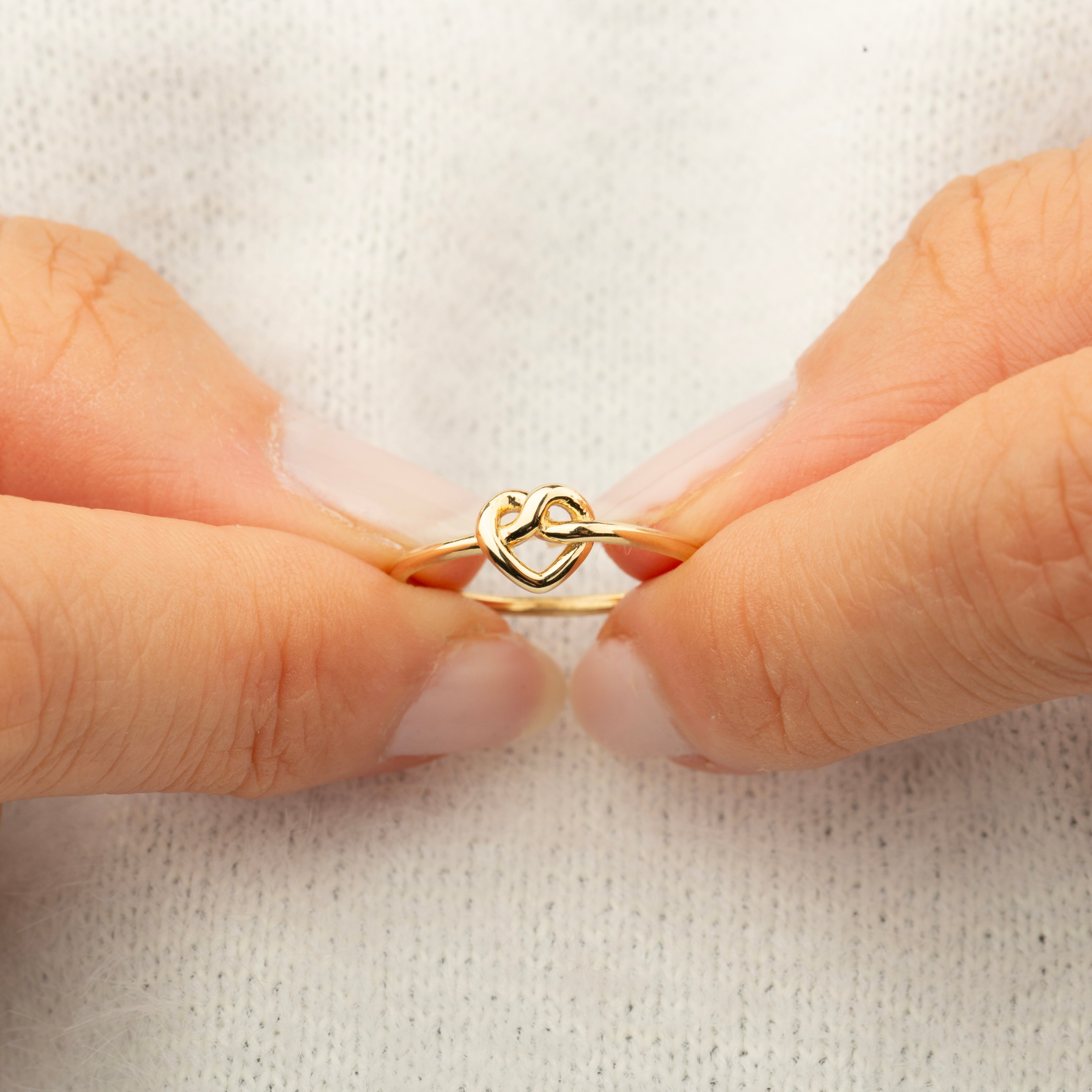 14K Gold Twisted Heart Knot Ring