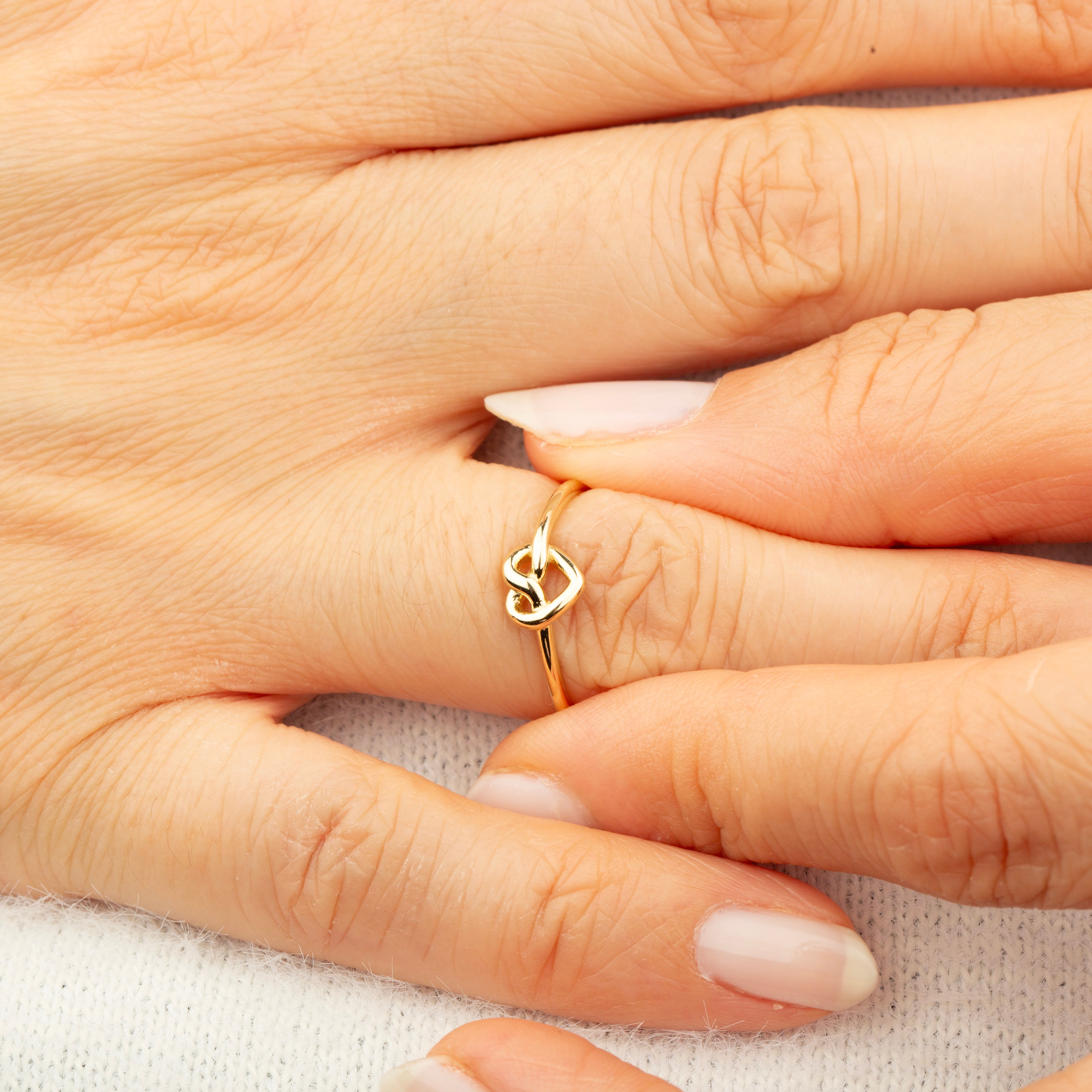 14K Gold Twisted Heart Knot Ring