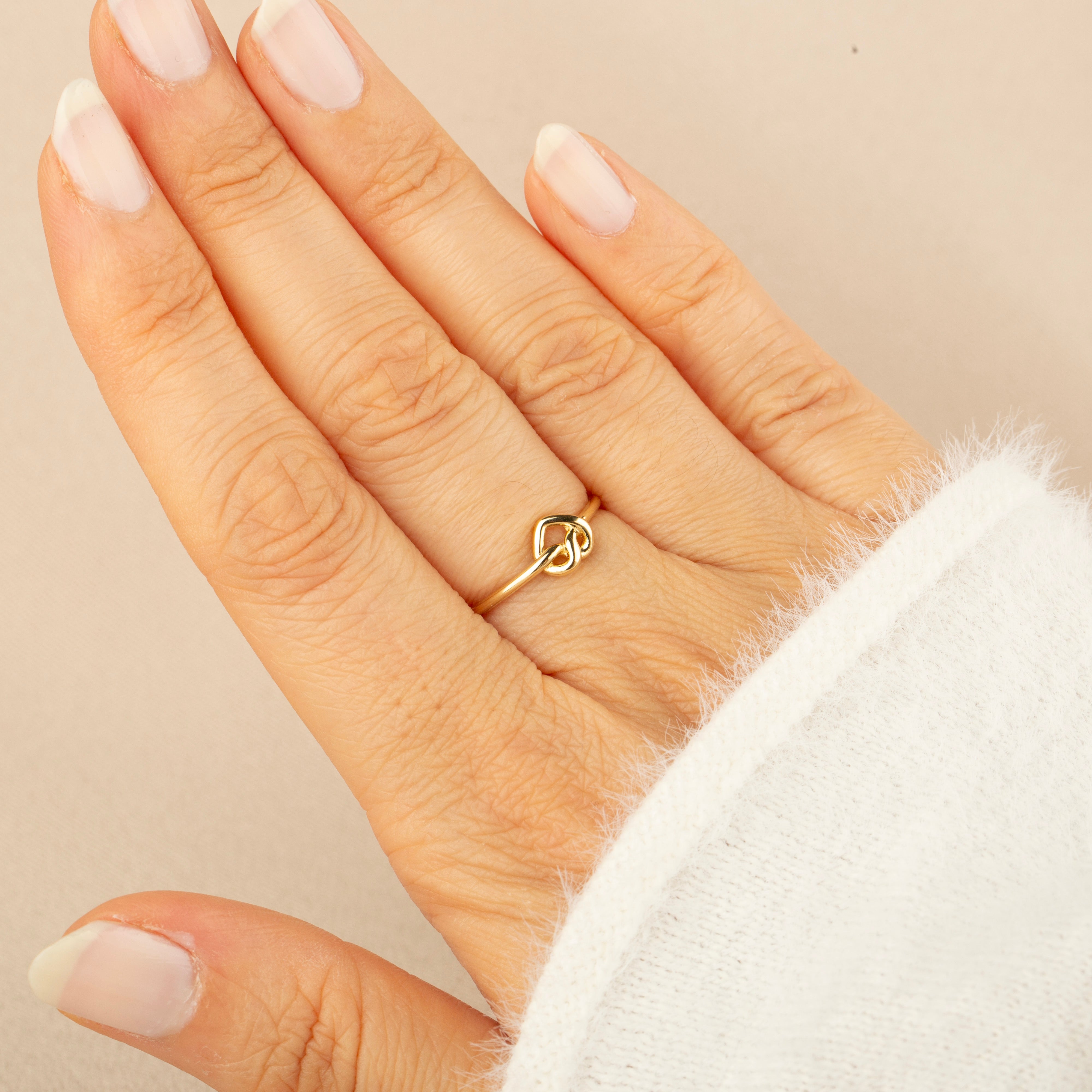 14K Gold Twisted Heart Knot Ring