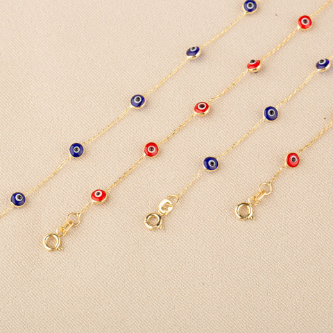 14K Gold Turkish Evil Eye Protection Bracelet - Symbolic and Stylish