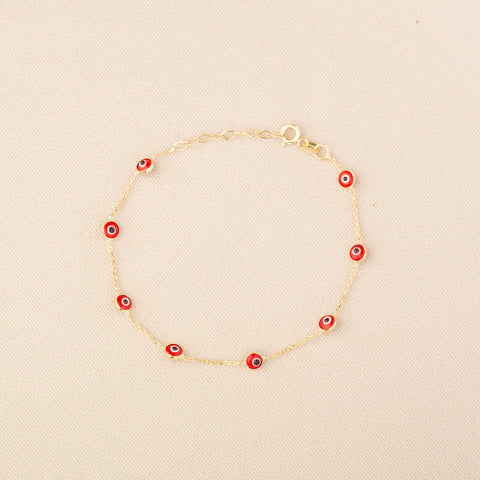 14K Gold Turkish Evil Eye Protection Bracelet - Symbolic and Stylish