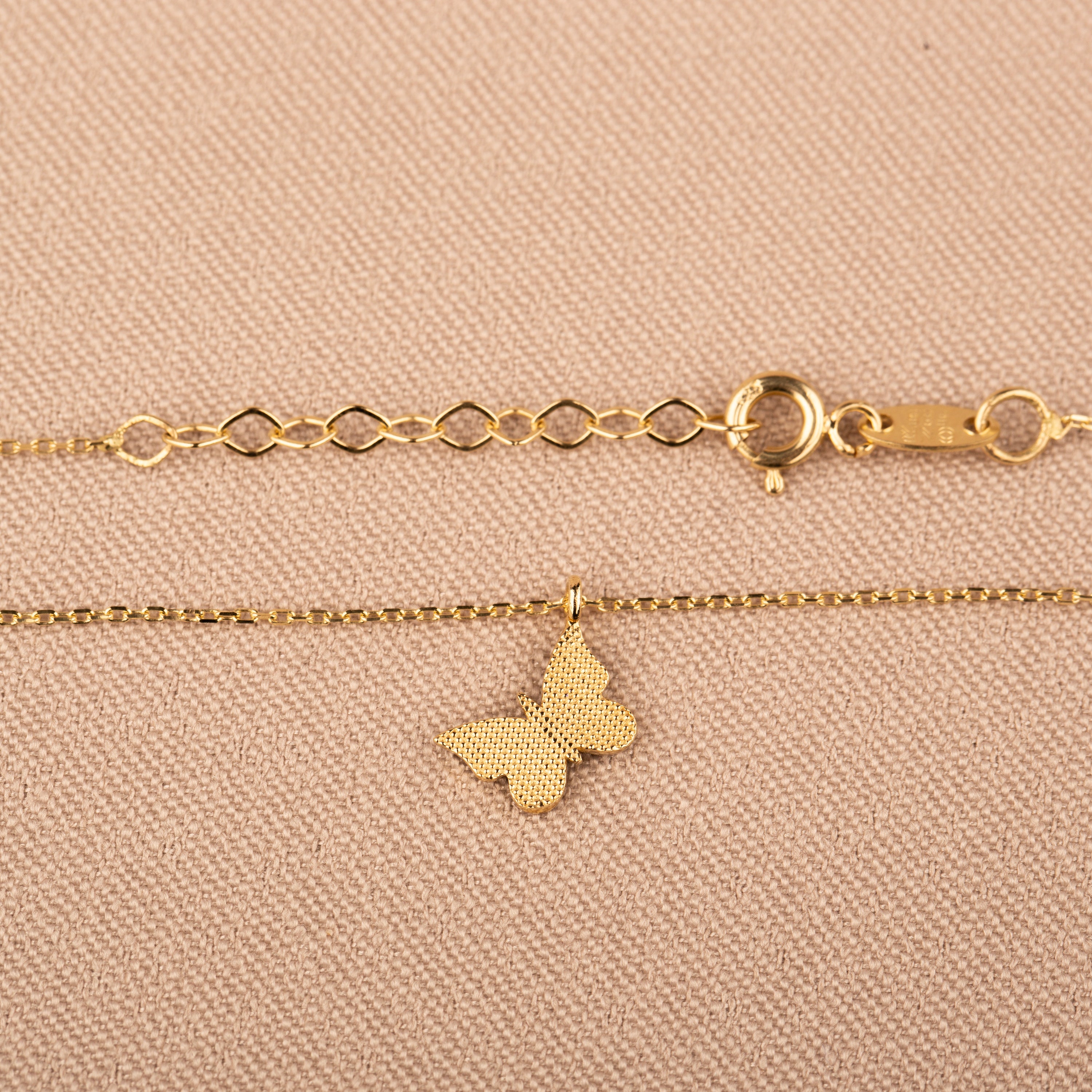 Enchanting 14K Solid Gold Butterfly Necklace | Skinny Cable Chain | Multiple Colors and Lengths