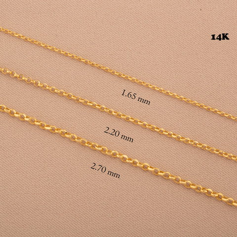 14K Gold Rolo Cable Chain Necklace - Classic Elegance and Durability