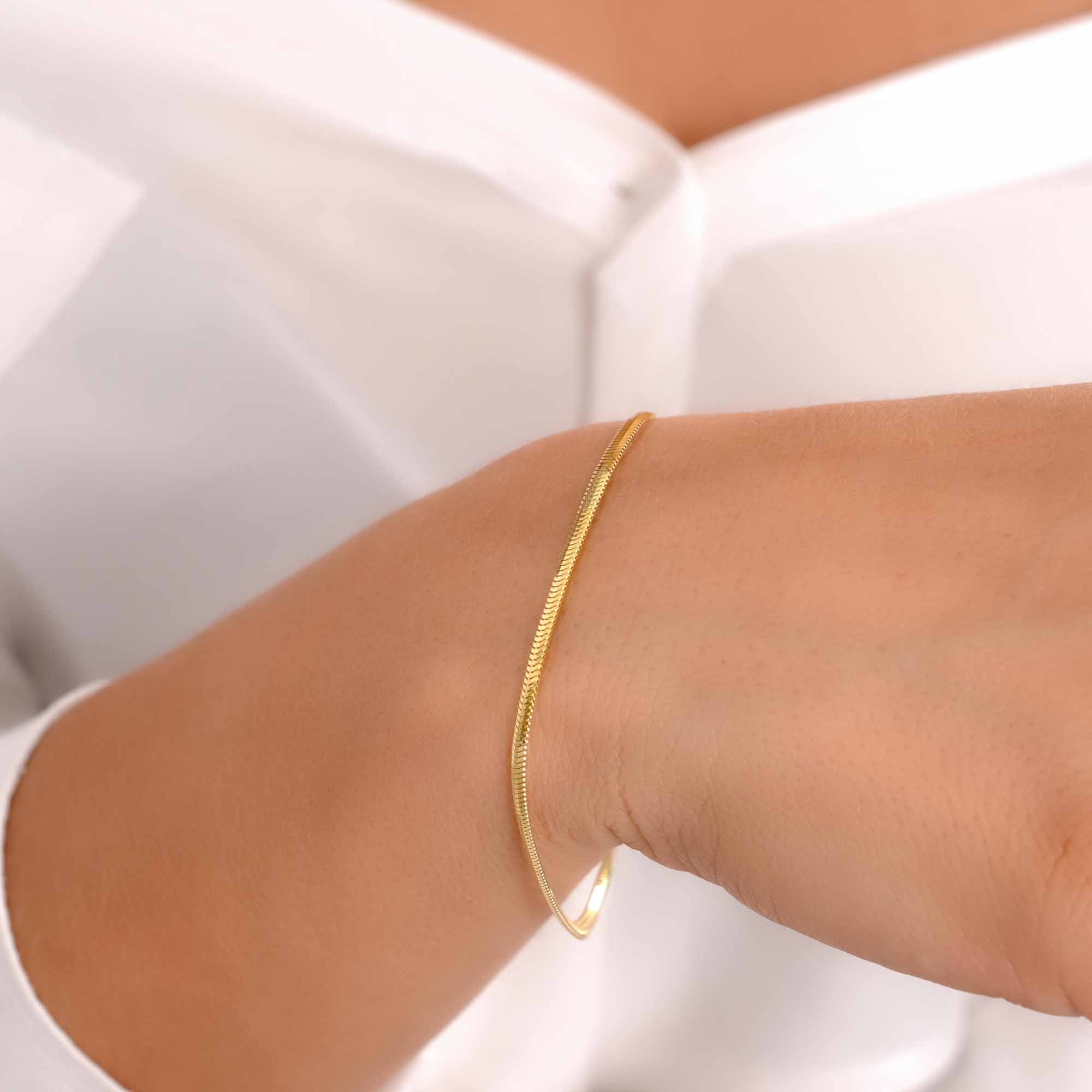 【TATIANA】Modern Flat Snake Chain Bracelet BR1795〜韓国発 TATIANA】Modern Flat Snake Chain Bracelet BR1795〜韓国発
